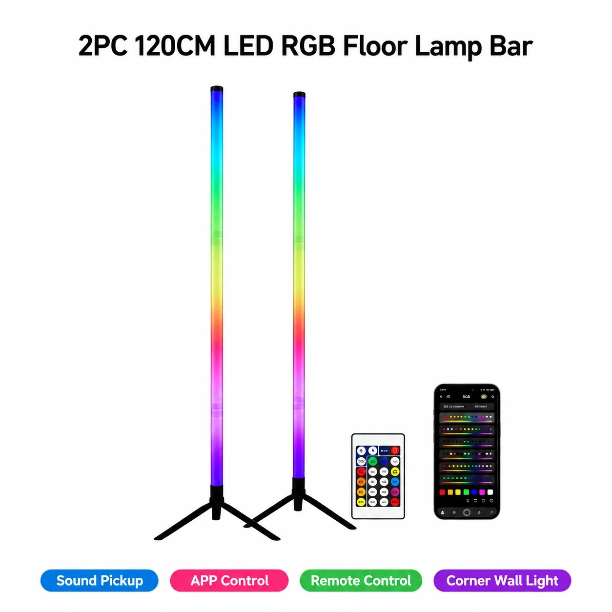 Decor Lighting Floor Lamps - 2팩 RGB LED 코너 플로어 램프,