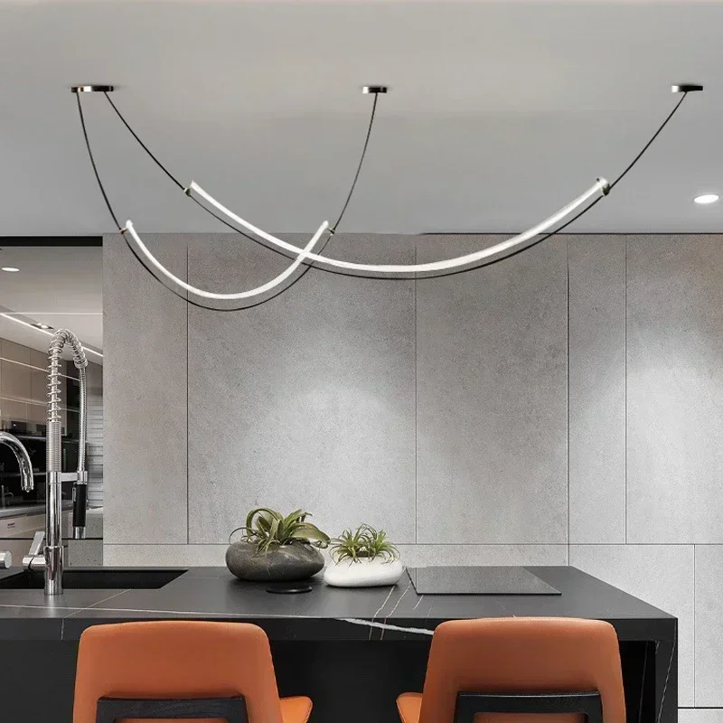 북유럽 현대 매달려 샹들리에 광택 미니멀리스트 라인 디 - Decor Lighting Floor Lamps 리뷰 및 가격