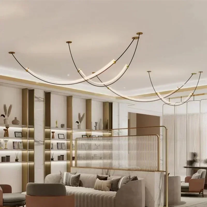북유럽 현대 매달려 샹들리에 광택 미니멀리스트 라인 디 - Decor Lighting Floor Lamps 리뷰 및 가격