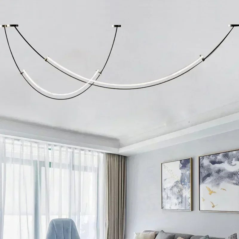 북유럽 현대 매달려 샹들리에 광택 미니멀리스트 라인 디 - Decor Lighting Floor Lamps 리뷰 및 가격