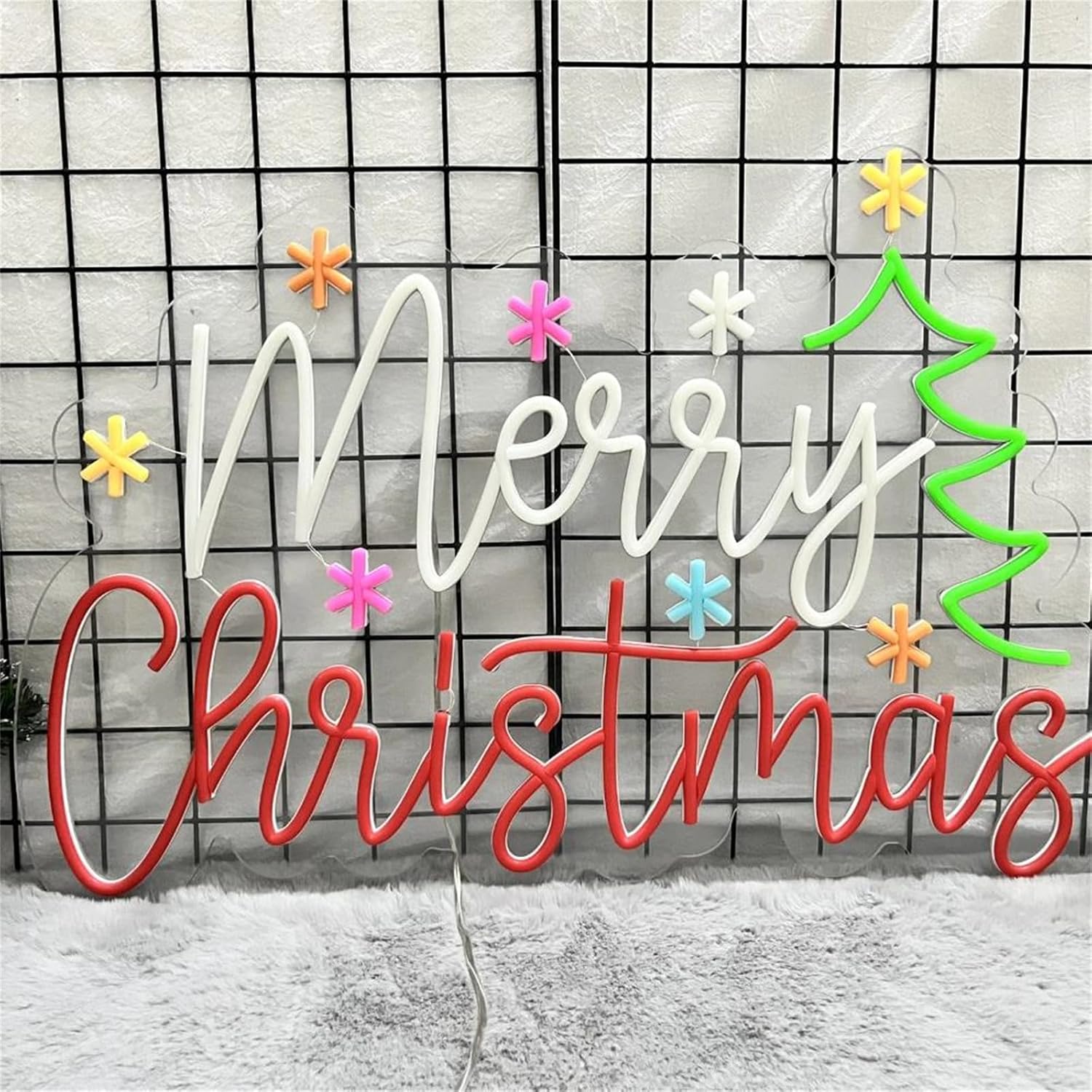 메리 크리스마스 네온 사인 컬러풀한 별과 나무 LED  - Wall Decor Lighting Tree 리뷰 및 가격