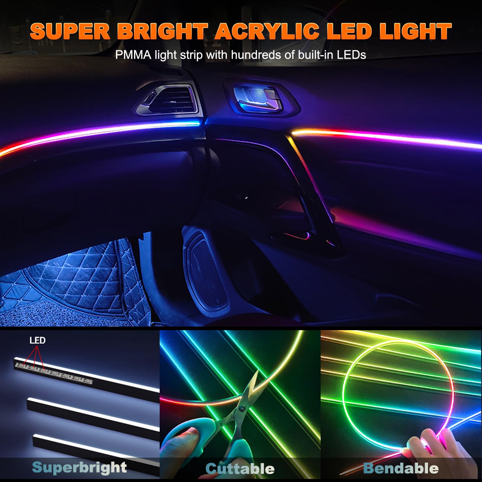다이내믹 네온 자동차 주변 조명, 드림컬러 아크릴 LE - Lighting Bolt Decor 리뷰 및 가격