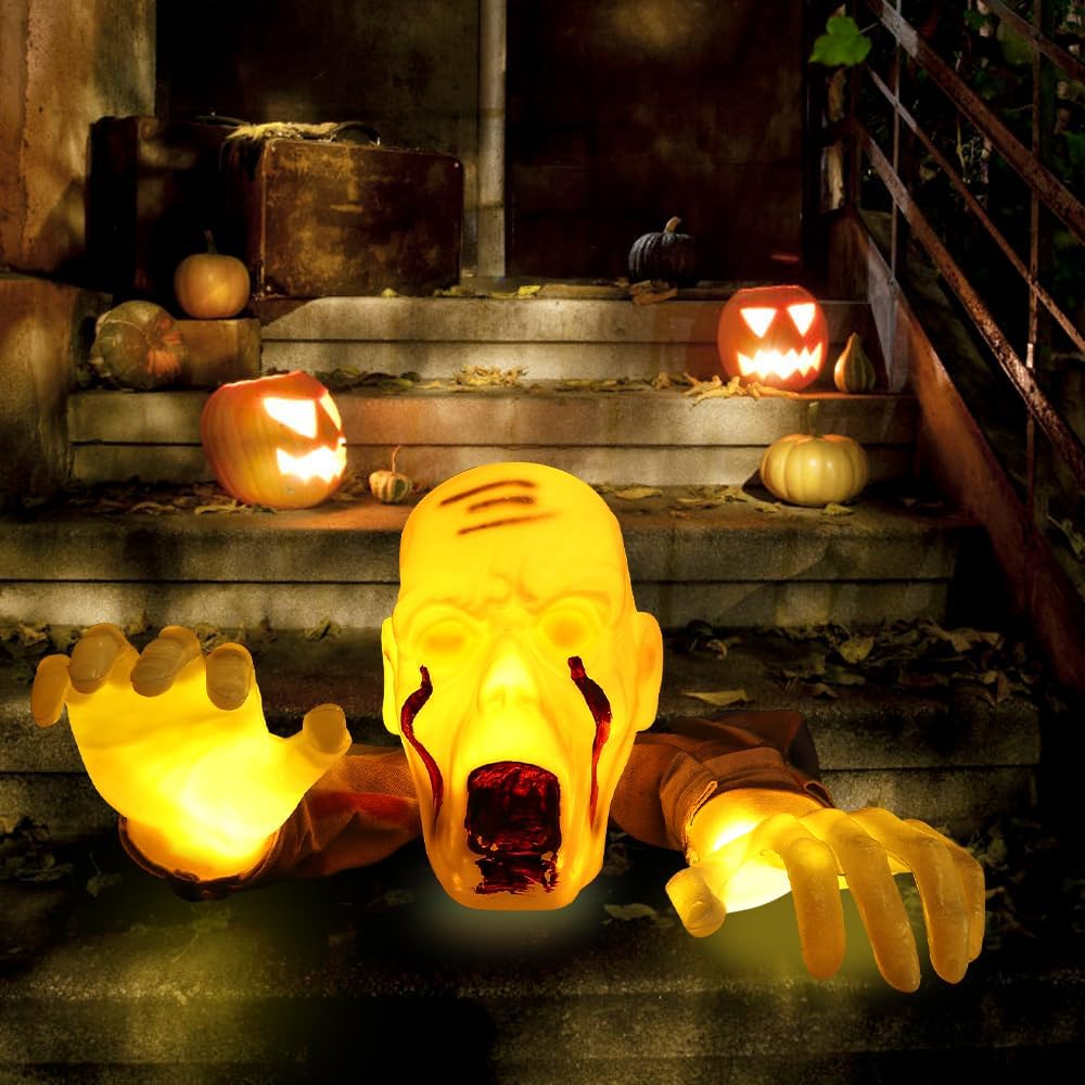 현실적인 좀비 동상 할로윈 조명 장식 무서운 얼굴 팔  - Lighting Decor House 리뷰 및 가격