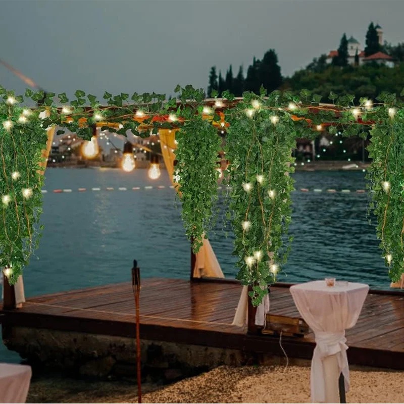 녹색 아이비 210cm LED 가벼운 문자열 잎 인공  - Wall Decor Lighting Tree 리뷰 및 가격