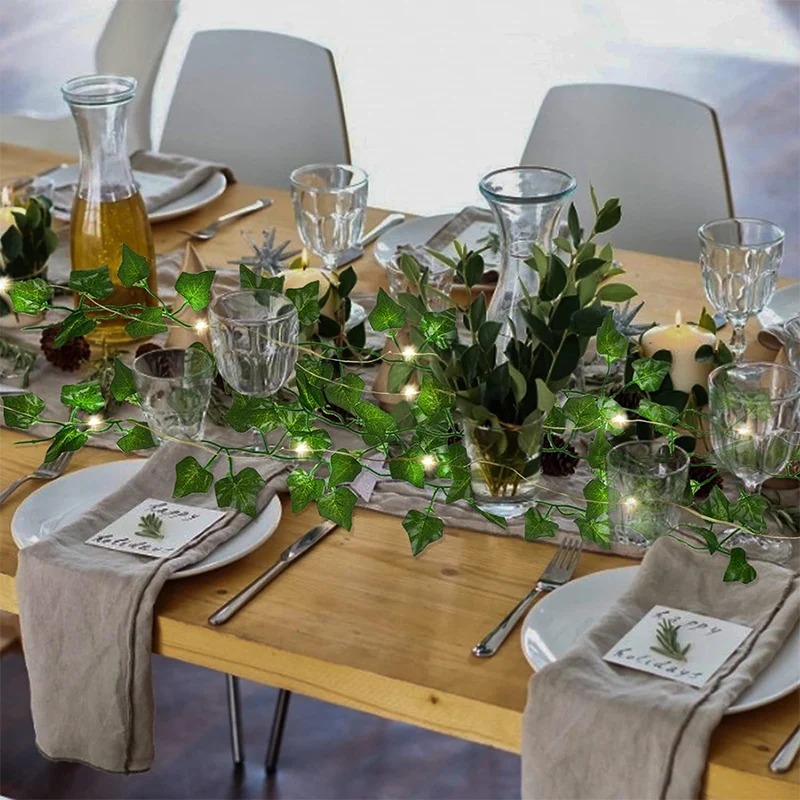 녹색 아이비 210cm LED 가벼운 문자열 잎 인공  - Wall Decor Lighting Tree 리뷰 및 가격