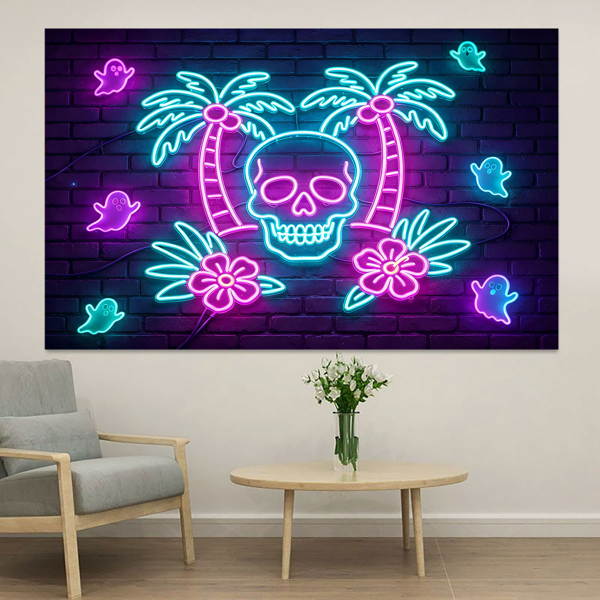 네온 라이트 벽 스티커 야자수 해골 보라색 야광 열대  - Wall Decor Lighting Tree 리뷰 및 가격