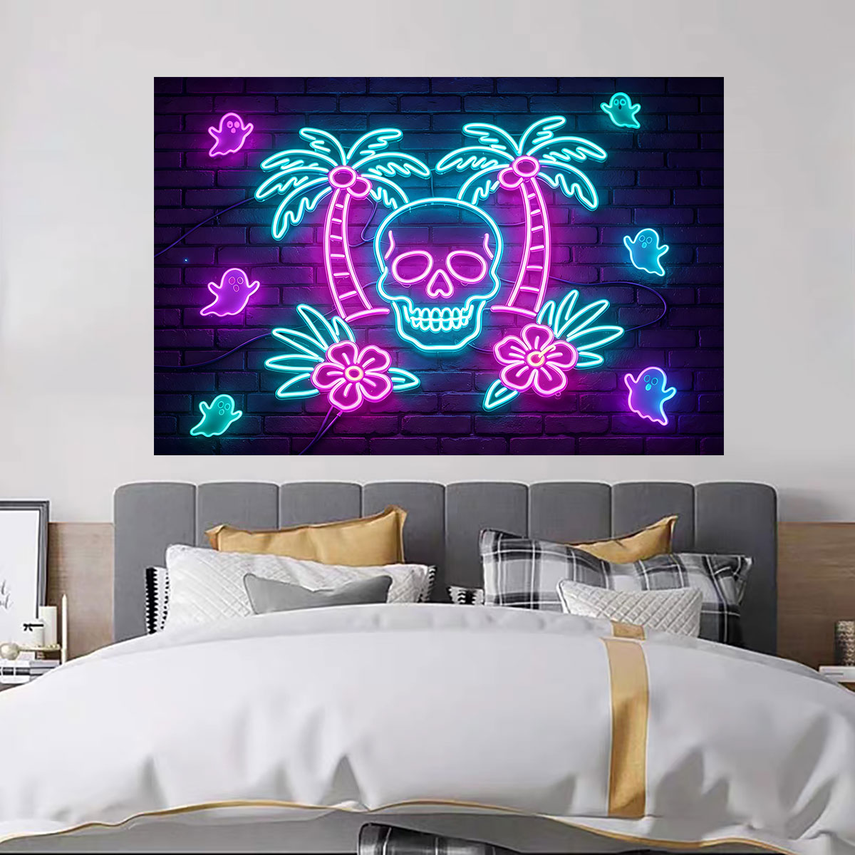 네온 라이트 벽 스티커 야자수 해골 보라색 야광 열대  - Wall Decor Lighting Tree 리뷰 및 가격