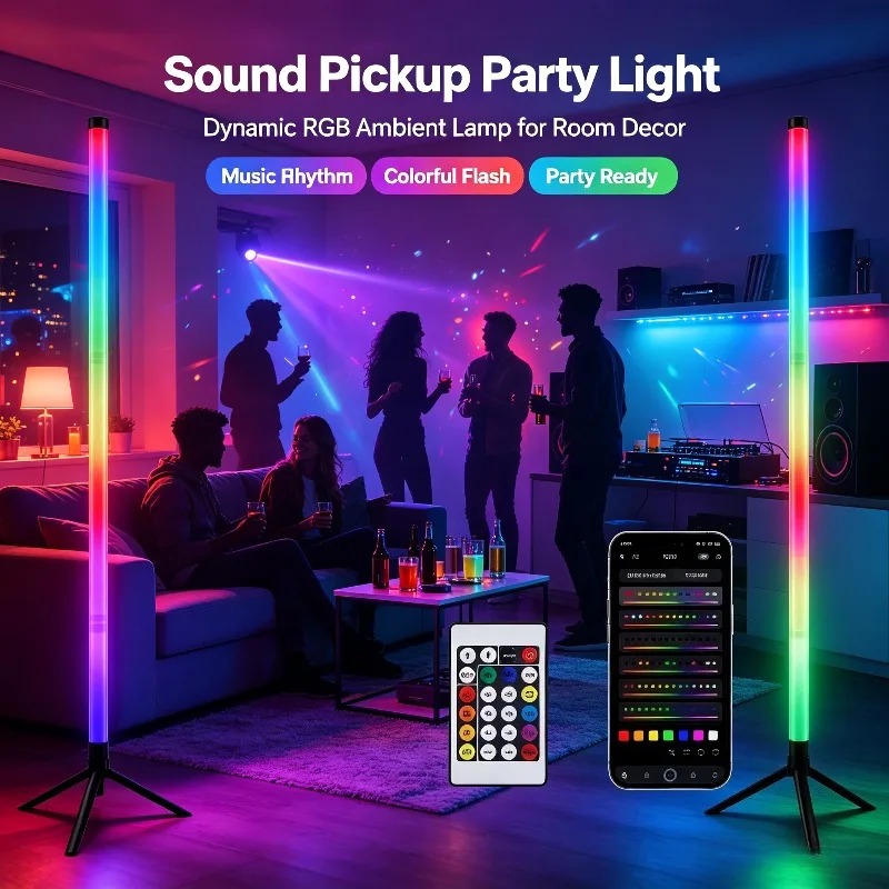 2팩 RGB LED 코너 플로어 램프, 120CM 사운 - Decor Lighting Floor Lamps 리뷰 및 가격