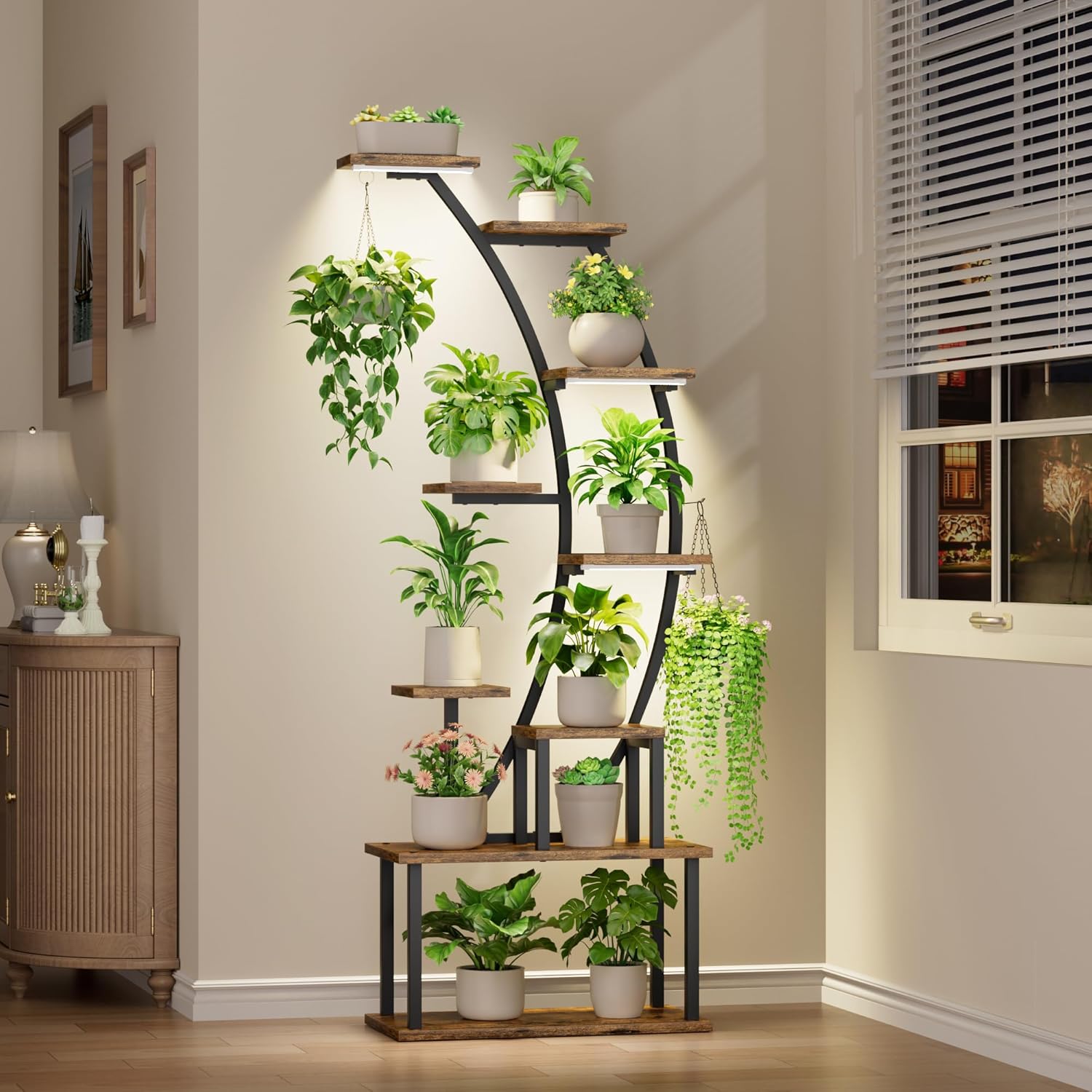 실내 식물 스탠드(조명 포함), 9단 코너 식물 홀더, - Lighting Decoration Stand 리뷰 및 가격
