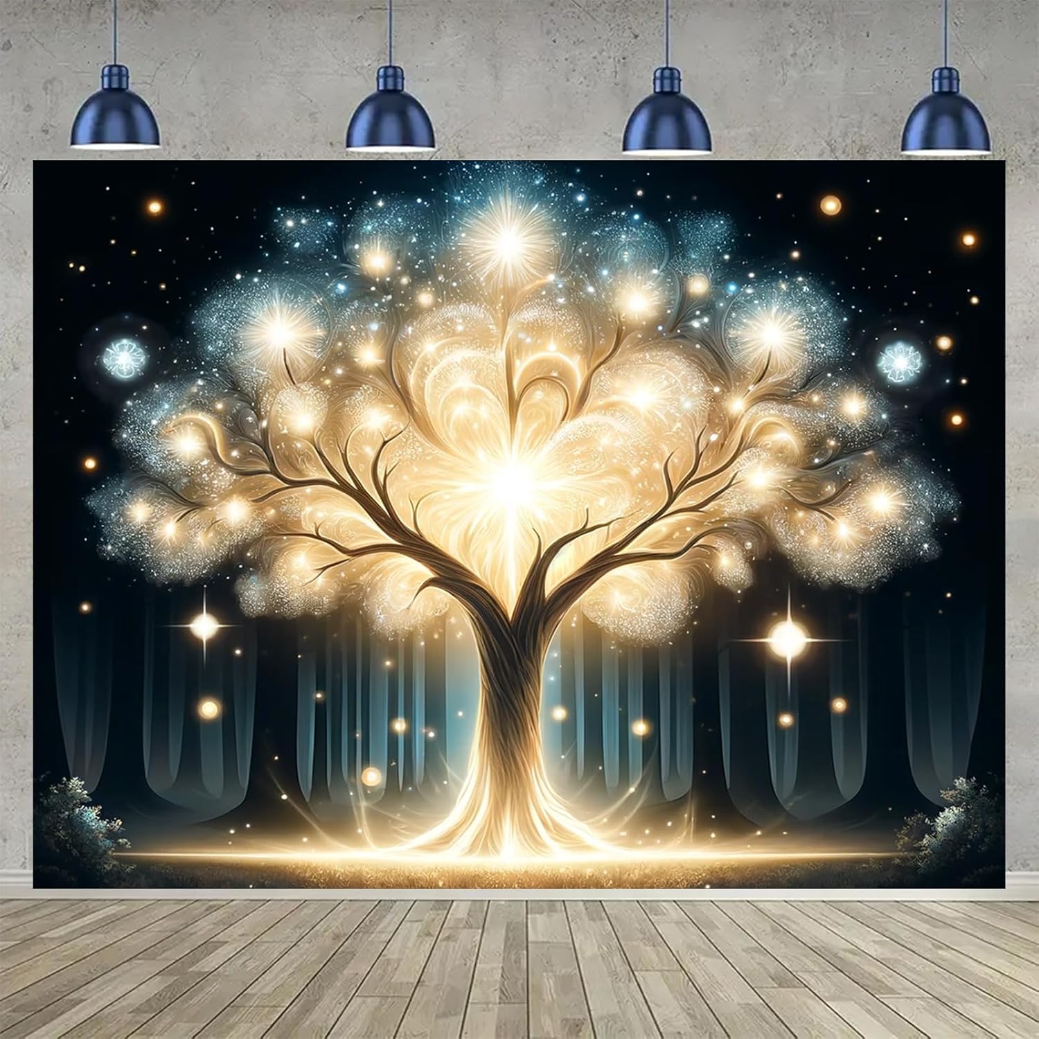 빛나는 영혼의 나무 UV 블랙 라이트 태피스트리 아트  - Wall Decor Lighting Tree 리뷰 및 가격