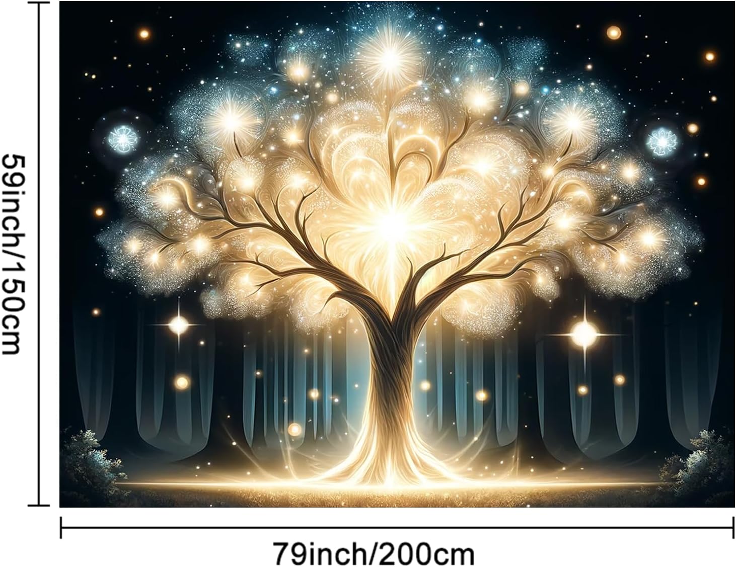 빛나는 영혼의 나무 UV 블랙 라이트 태피스트리 아트  - Wall Decor Lighting Tree 리뷰 및 가격