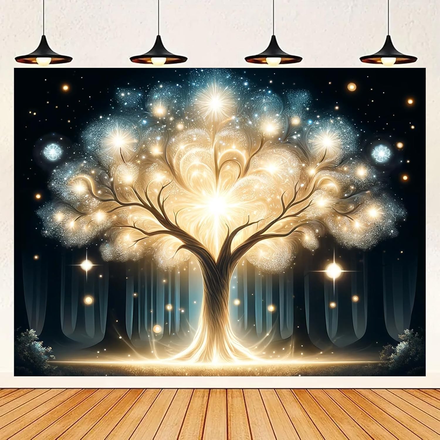 빛나는 영혼의 나무 UV 블랙 라이트 태피스트리 아트  - Wall Decor Lighting Tree 리뷰 및 가격