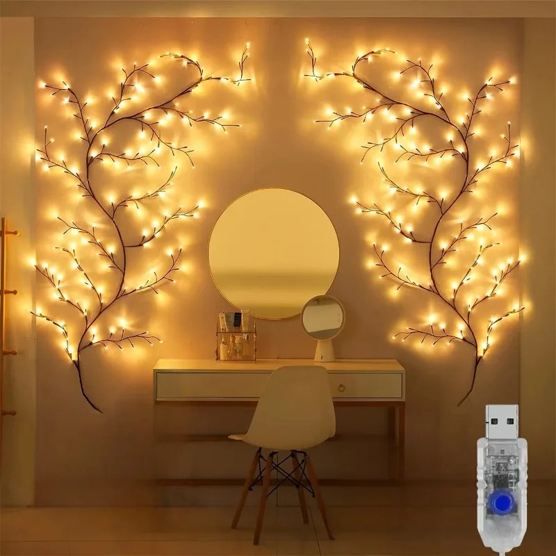 LED 나뭇가지 벽 조명, 유연한 버드나무 덩굴 램프, - Wall Decor Lighting Tree 리뷰 및 가격