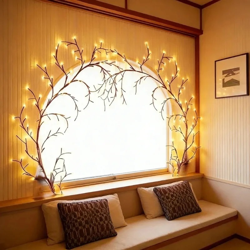 LED 나뭇가지 벽 조명, 유연한 버드나무 덩굴 램프, - Wall Decor Lighting Tree 리뷰 및 가격