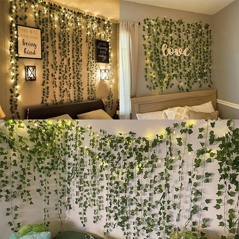 녹색 아이비 LED 조명 스트링 잎 인공 화환 걸이식  - Wall Decor Lighting Tree 리뷰 및 가격