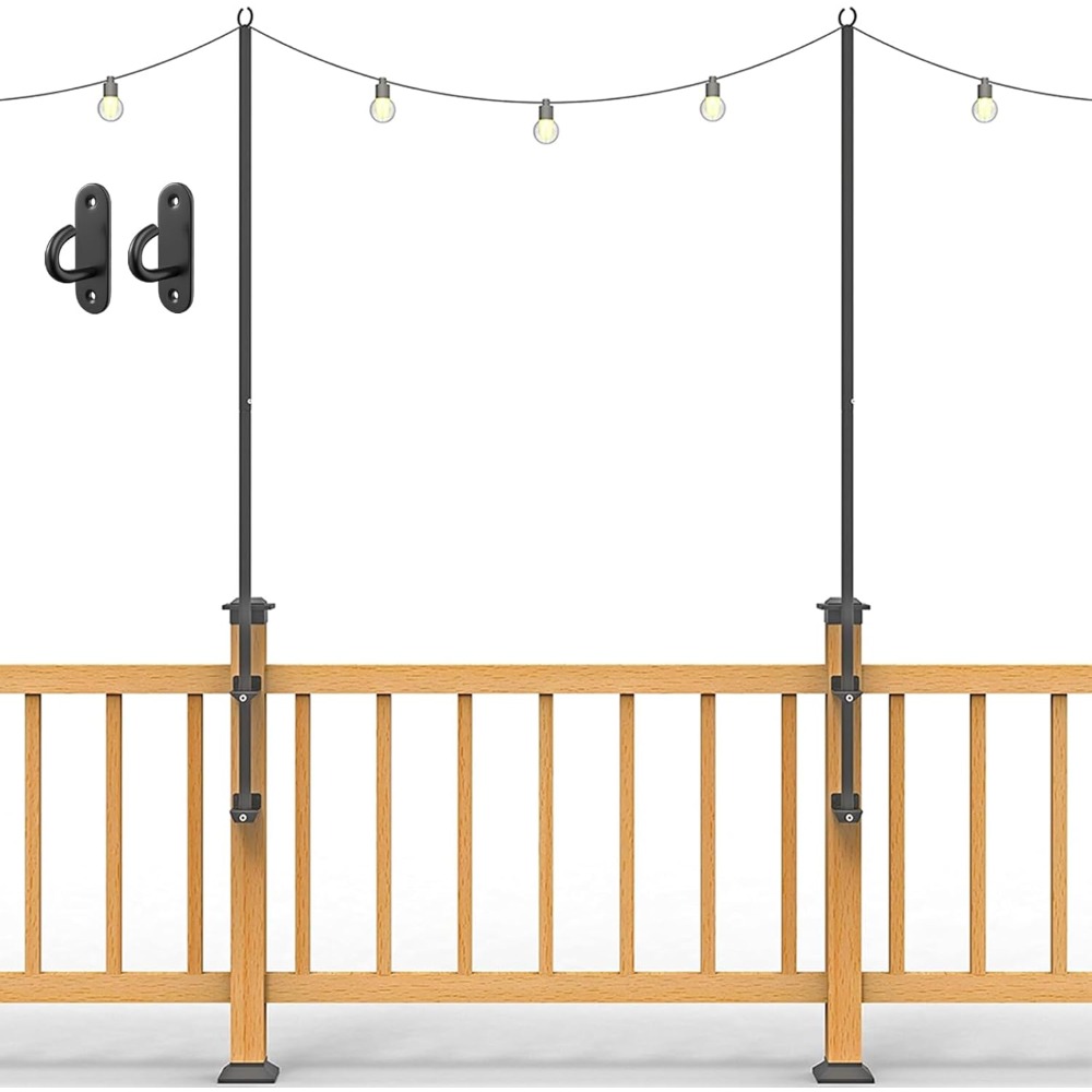 2팩 스트링 라이트 폴 - 스테인리스 스틸 6.5피트  - Furniture Lighting & Decor Magazine 리뷰 및 가격