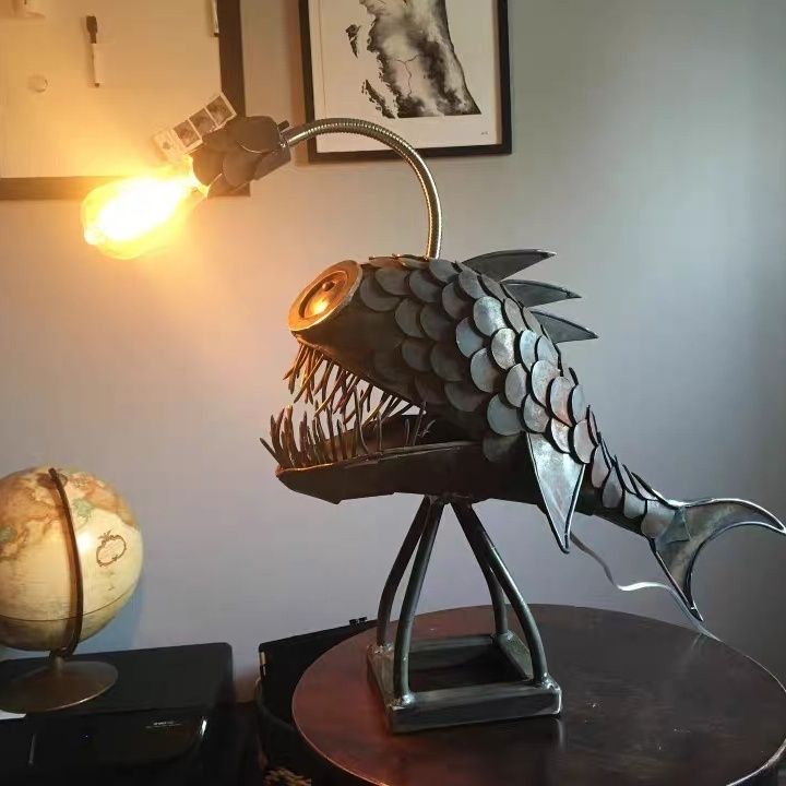 빈티지 레트로 메탈 낚시꾼 물고기 플로어 램프 낚시 장 - Decor Lighting Floor Lamps 리뷰 및 가격