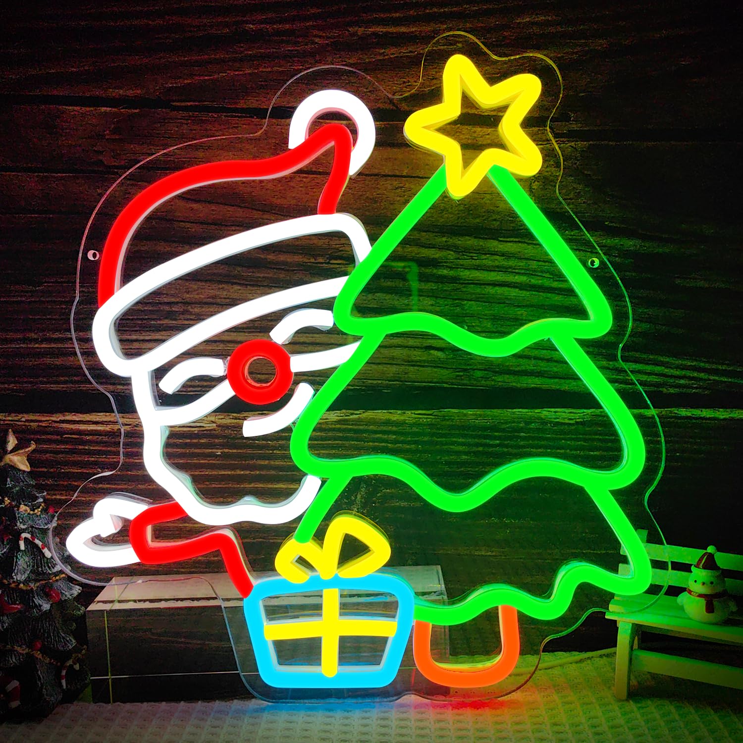 벽 장식용 산타 네온사인, 밝기 조절 스위치, 크리스마 - Wall Decor Lighting Tree 리뷰 및 가격