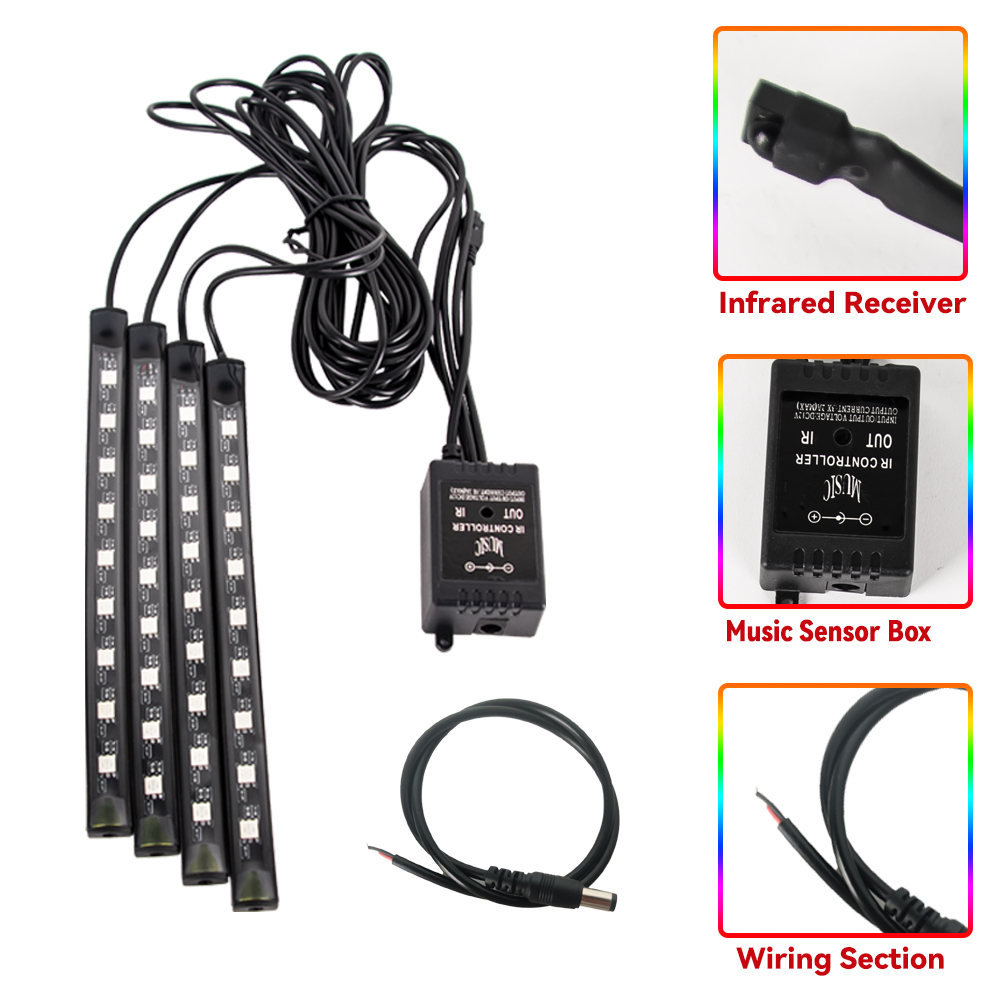 RGB LED 오토바이 분위기 풋 라이트 키트, 앱 음 - Lighting Bolt Decor 리뷰 및 가격