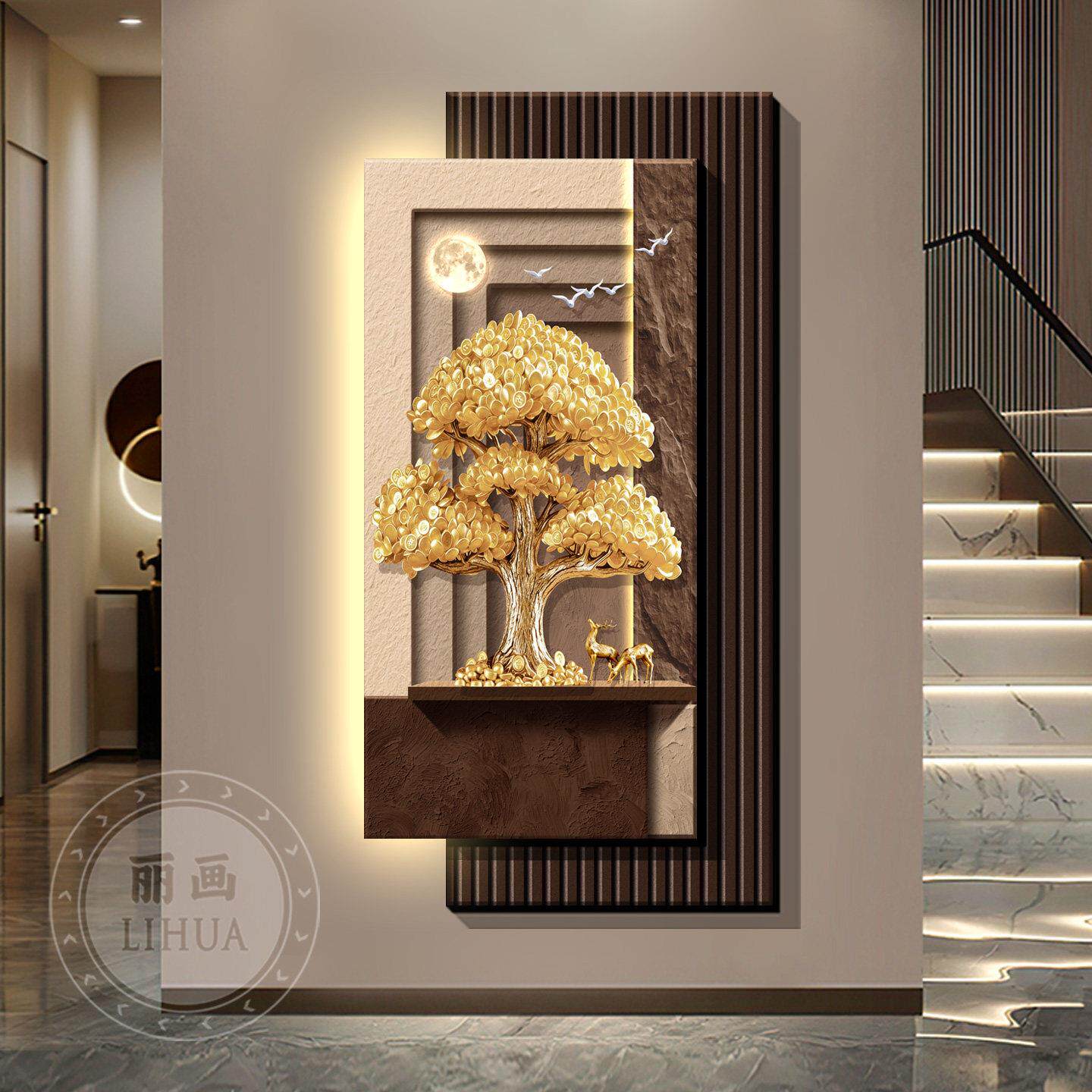 입구의 장식 그림, 돈을 가져다주는 나무, 복도에 걸려 - Wall Decor Lighting Tree 리뷰 및 가격