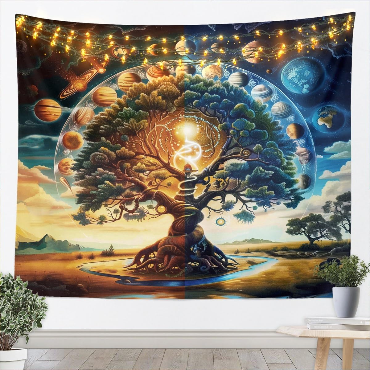 고급스러운 신비로운 숲 나무 태피스트리 벽걸이 마법같은 - Wall Decor Lighting Tree 리뷰 및 가격