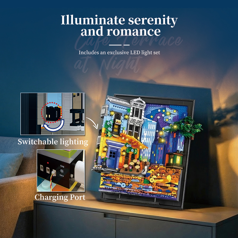 2678피스 야경 카페 그림 액자 빌딩 블록 LED 조 - Lighting Home Decor Ideas 리뷰 및 가격