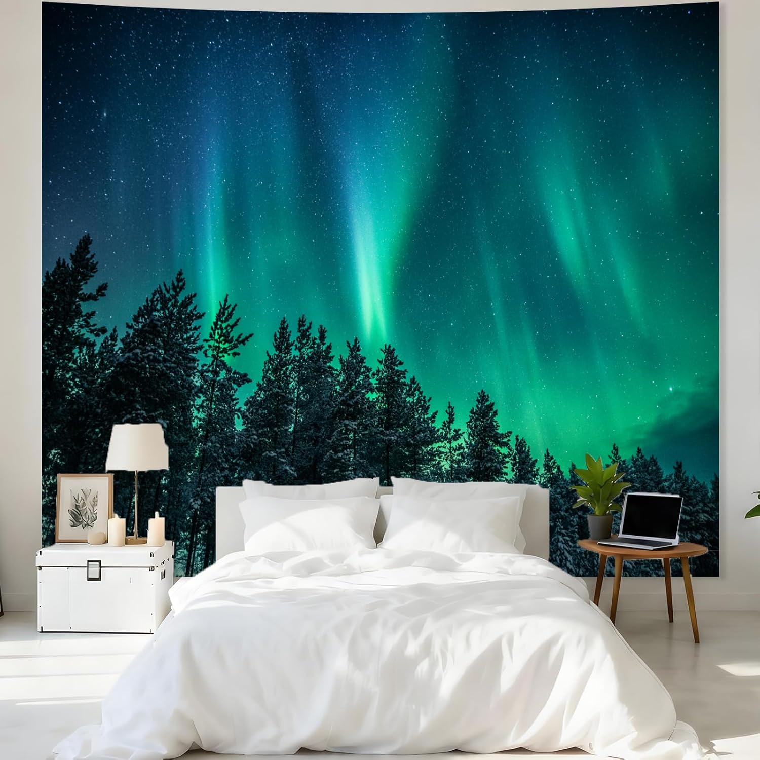 대형 북극광 태피스트리 벽 장식 오로라 보레알리스 숲  - Wall Decor Lighting Tree 리뷰 및 가격